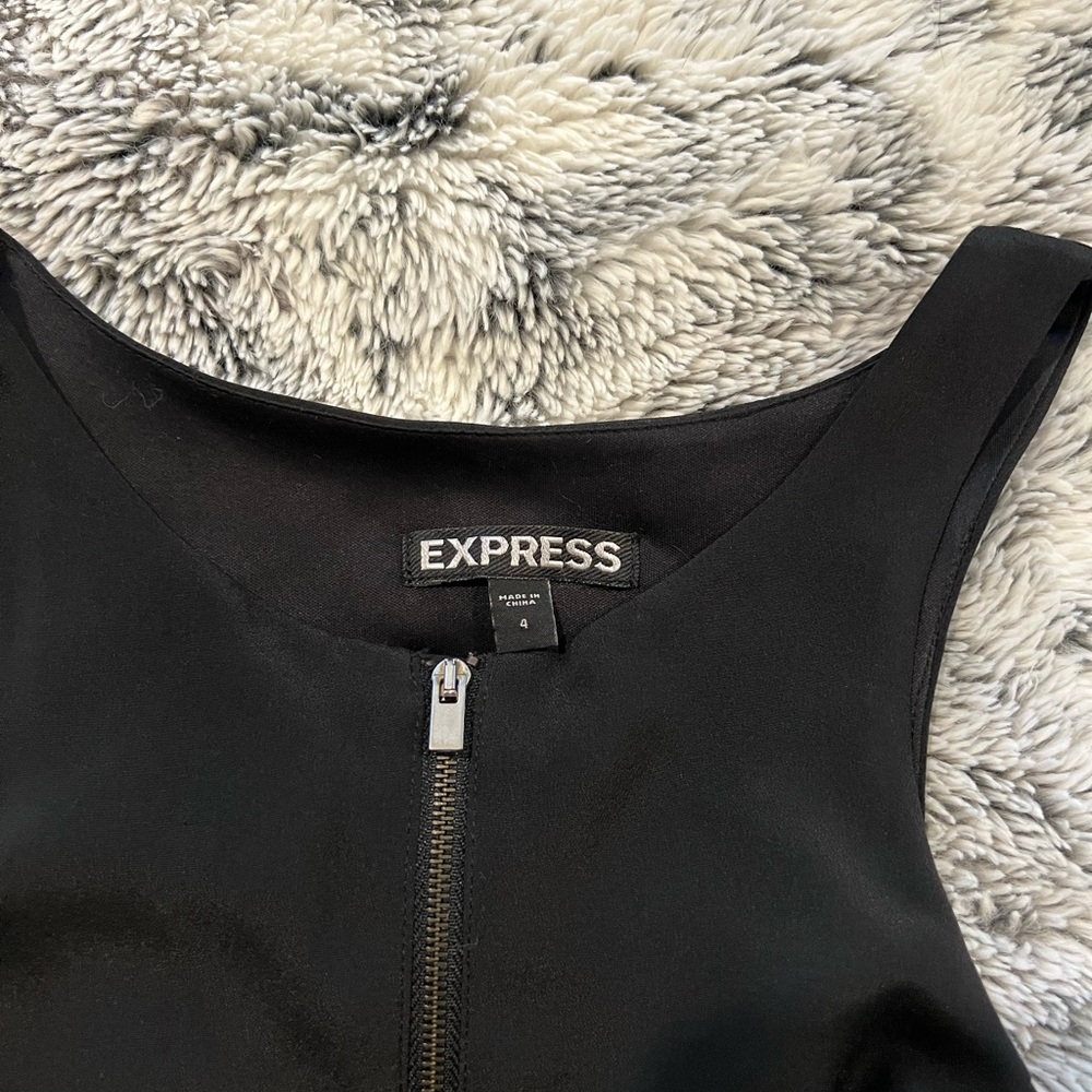 EXPRESS Black Front-Zip A-Line Dress - Picture 3 of 4